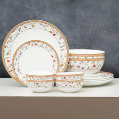 Clay Craft Fine Ceramic Eco Dinner Set, Enchanting Gold, for Family of 4, Dinner Set Ceramic, Crockery Set, Dining Set for Dinner, Crockery Set for Gift, Kitchen Set (ECO1, 14 Pieces)