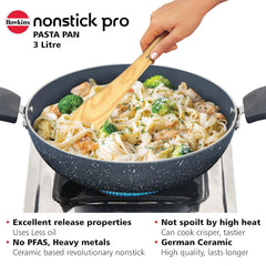 Hawkins Nonstick Induction Pasta Pan, 26 cm Diameter, Granite Fry Pan, Blue (ICP26G)
