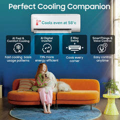 Samsung 1 Ton 5 Star,New Star rated Bespoke AI Inverter Smart Split AC (WiFi, Energy Saving, Voice Control, Powerful Cooling, Copper, Digital Inverter, 4 Way swing,5 Step Convertible,AR50H12D1ZHNNA)