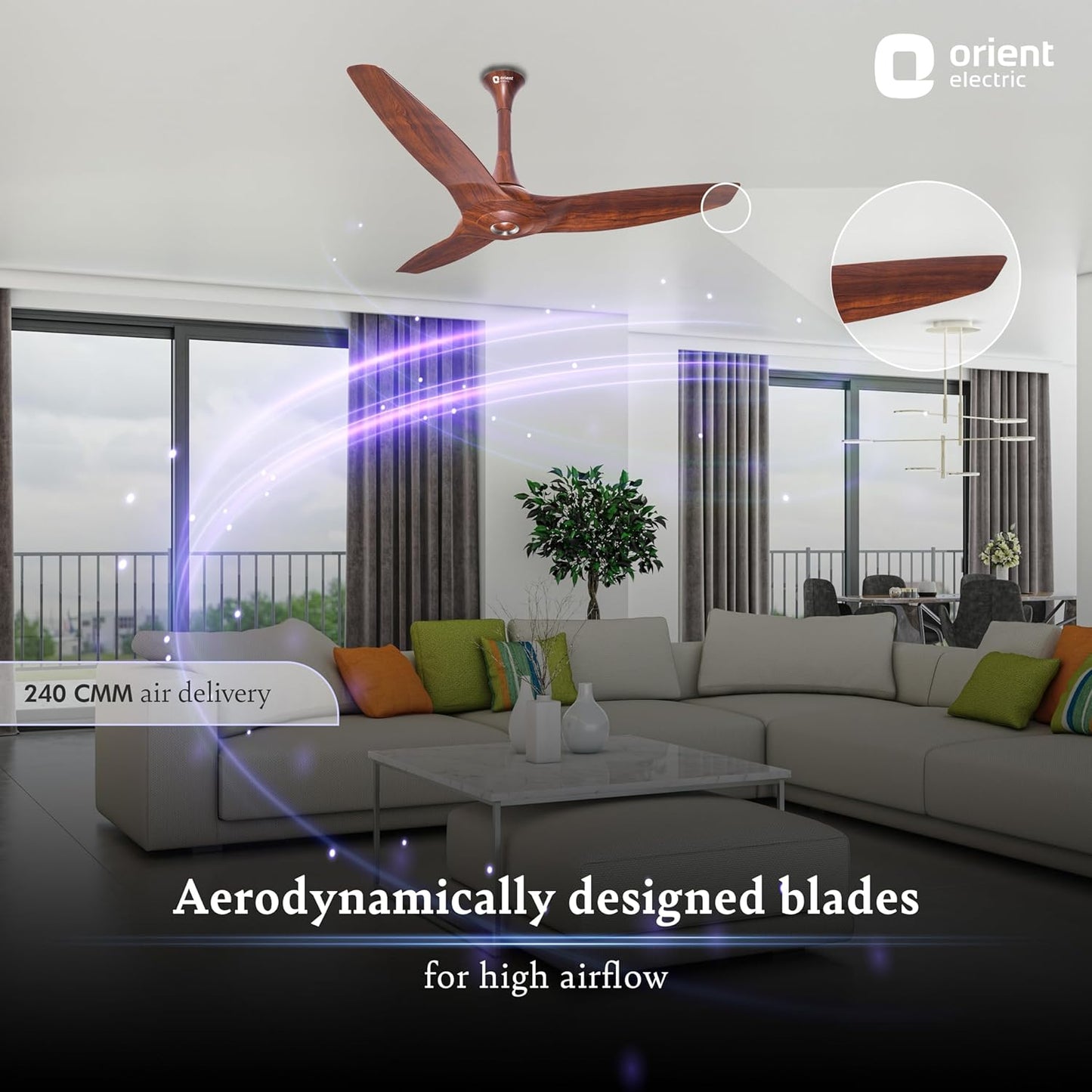 Orient Electric’s 1230 mm Aeroquiet ceiling fan| Best-in-class 18-pole motor| BEE 2 Star Rated Energy Efficient Fan | 100% Copper motor |Whisper-quiet operation | 2-year warranty | Wooden finish