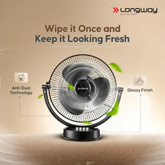 LONGWAY Speedy P1 300 mm/12 inch Ultra High Speed 3 Blade Anti-Dust Decorative Star Rated Table Fan (Black)-2