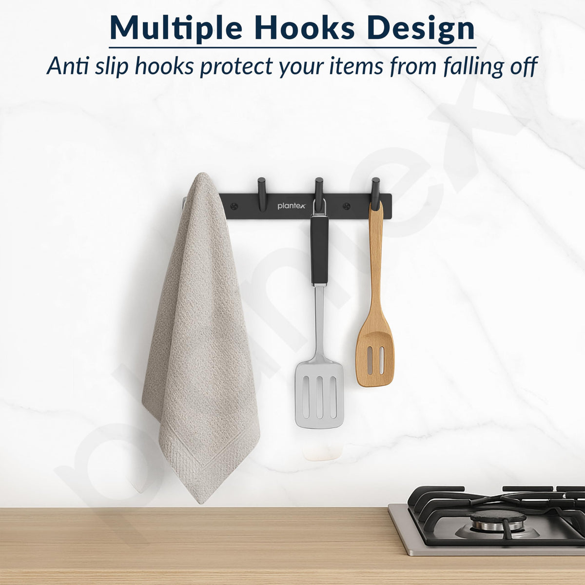 Plantex Wall Hooks for Hanging Cloth/Stainless Steel Towel Hangers/Bathroom Robe Hooks/Door Hangers/Round Wall Hook/Hook Rail for Hanging Keys - 4 Hooks (Pack of 2, Z-Black)-3