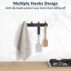 Plantex Wall Hooks for Hanging Cloth/Stainless Steel Towel Hangers/Bathroom Robe Hooks/Door Hangers/Round Wall Hook/Hook Rail for Hanging Keys - 4 Hooks (Pack of 2, Z-Black)-3