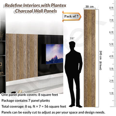 Plantex Louvers Panel for Wall/8 Feet Wall Panels/3D Charcoal Panel for Interior Walls Decor - Pack of 7 Covers - 56 Sq. Ft, Size-1 Feet x 8 Feet (WD-2203)-2