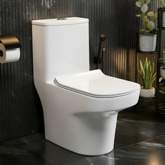 Plantex Ceramic Commode for Toilet/One Piece Western Toilet with 6D Siphonic Flush/Commode with Soft Closing Toilet Seat - S Trap - (ASTA, White)-1