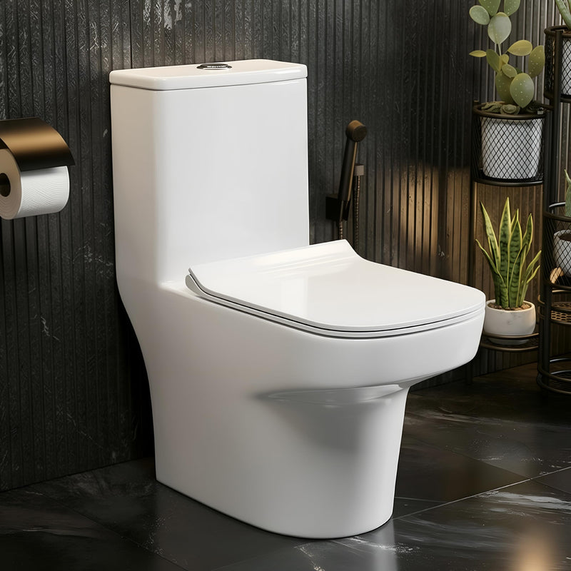 Plantex Ceramic Commode for Toilet/One Piece Western Toilet with 6D Siphonic Flush/Commode with Soft Closing Toilet Seat - S Trap - (ASTA, White)-1