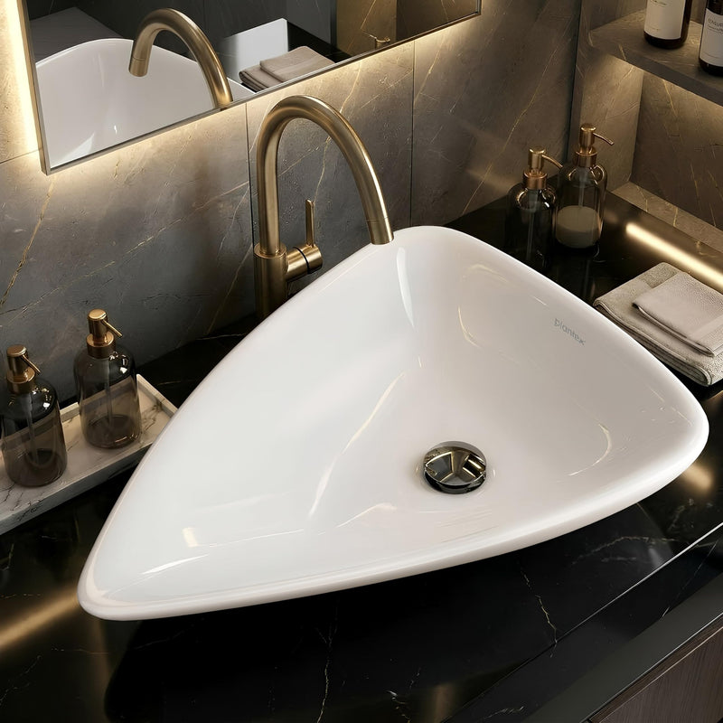 Plantex Ceramic Wash Basin/Triangle Basin with 10 Years Glaze Warranty by Plantex/Tabletop Wash Basin for Bathroom/Home/Office/Hotel - (White - 25.5 x 18.5 x 5 Inch)-1