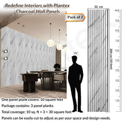 Plantex PVC Wall Panel/Louvers Panel for Wall/3d Wall Panel for Interior Wall Decor/Eco-Friendly Fluted Panel for Wall/- Pack of 3 Covers - 30 Sq.Ft (White & Black, 1ft x 10Ft)-2