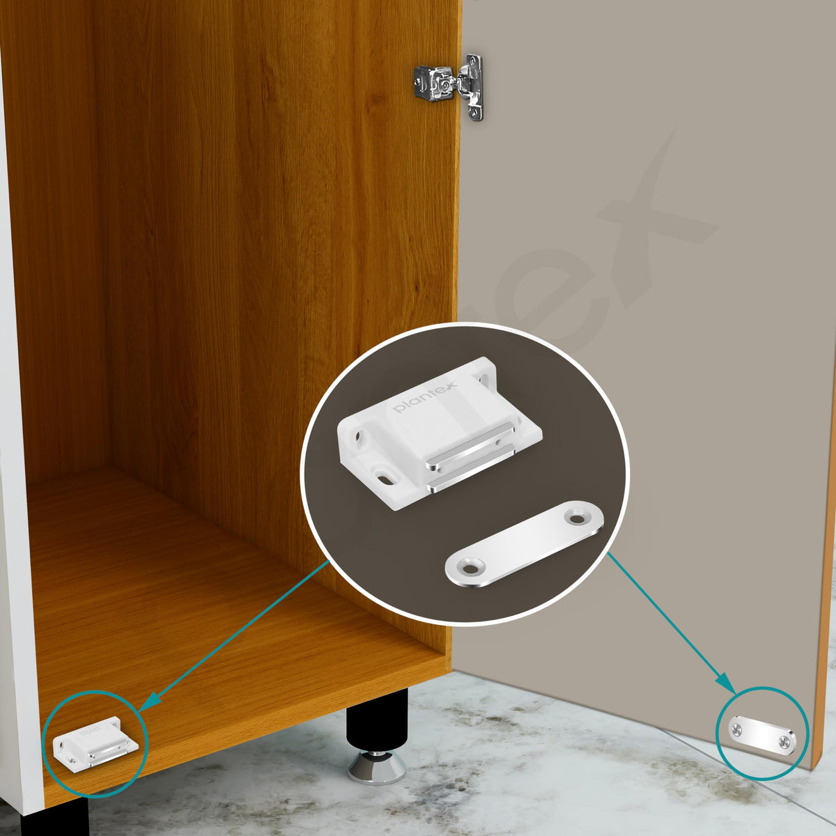 Plantex Door Catcher/Drawer Magnet for Cabinet/Cupboard/Wardrobe/Door Closer Magnet for Home/Office - Pack of 2 (White)-2