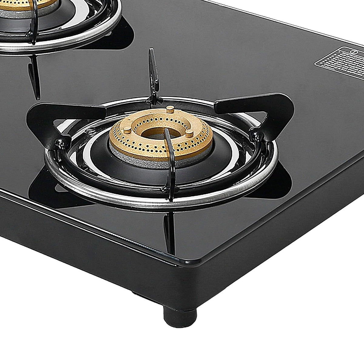 Faber 3 Burner 77cm Cooktop | Black Glass Top | 3 Brass Burners (1 Jumbo + 1 Medium + 1 Small) | SS Drip Tray | Powder C