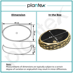 Plantex Table Top Wash Basin For Bathroom/Designer Ceramic Basin/Countertop Vessel Sink Basin - Indo-European Collection (EQTT-594, 23 x 16 x 7 Inch)-3