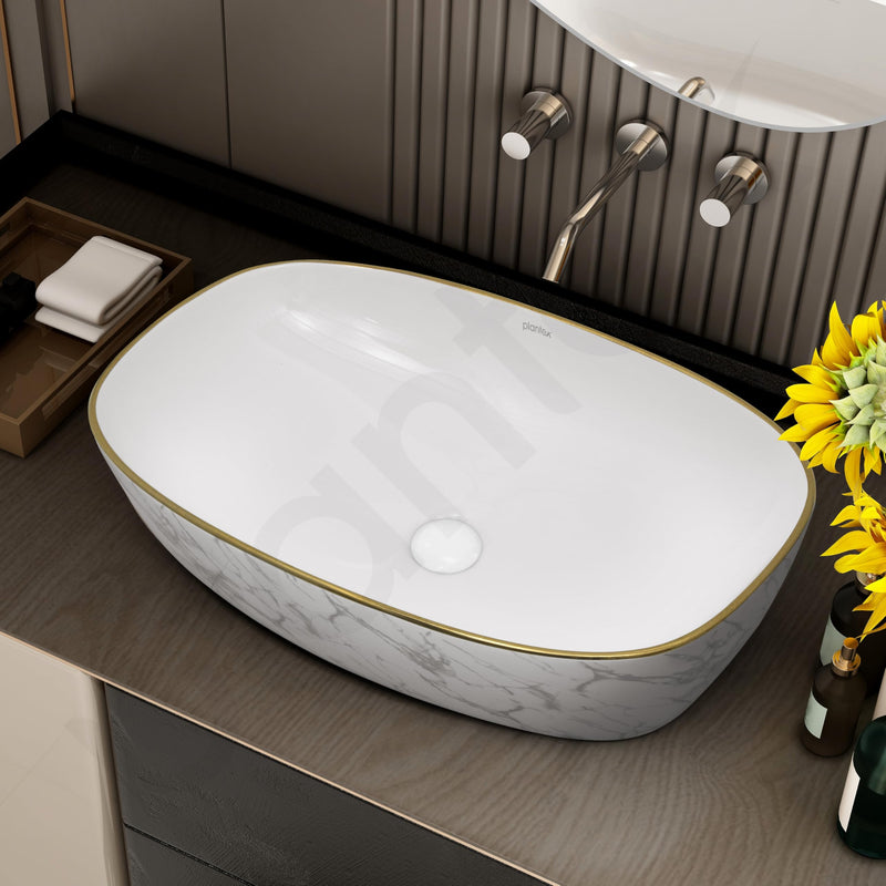 Plantex Ceramic Wash Basin for Bathroom/Table Top Ceramic Basin/Washbasin for Bathroom (White - 24 x 15 x 5.5 Inch)-6