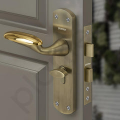 Plantex Heavy-Duty Door Lock/Door Handle Lock Set 6-Lever Lock Mechanism/Mortise Lock with 3 Keys, Brass Lockbody & Cylinder (8134 - Brass Antique & PVD Gold)-5
