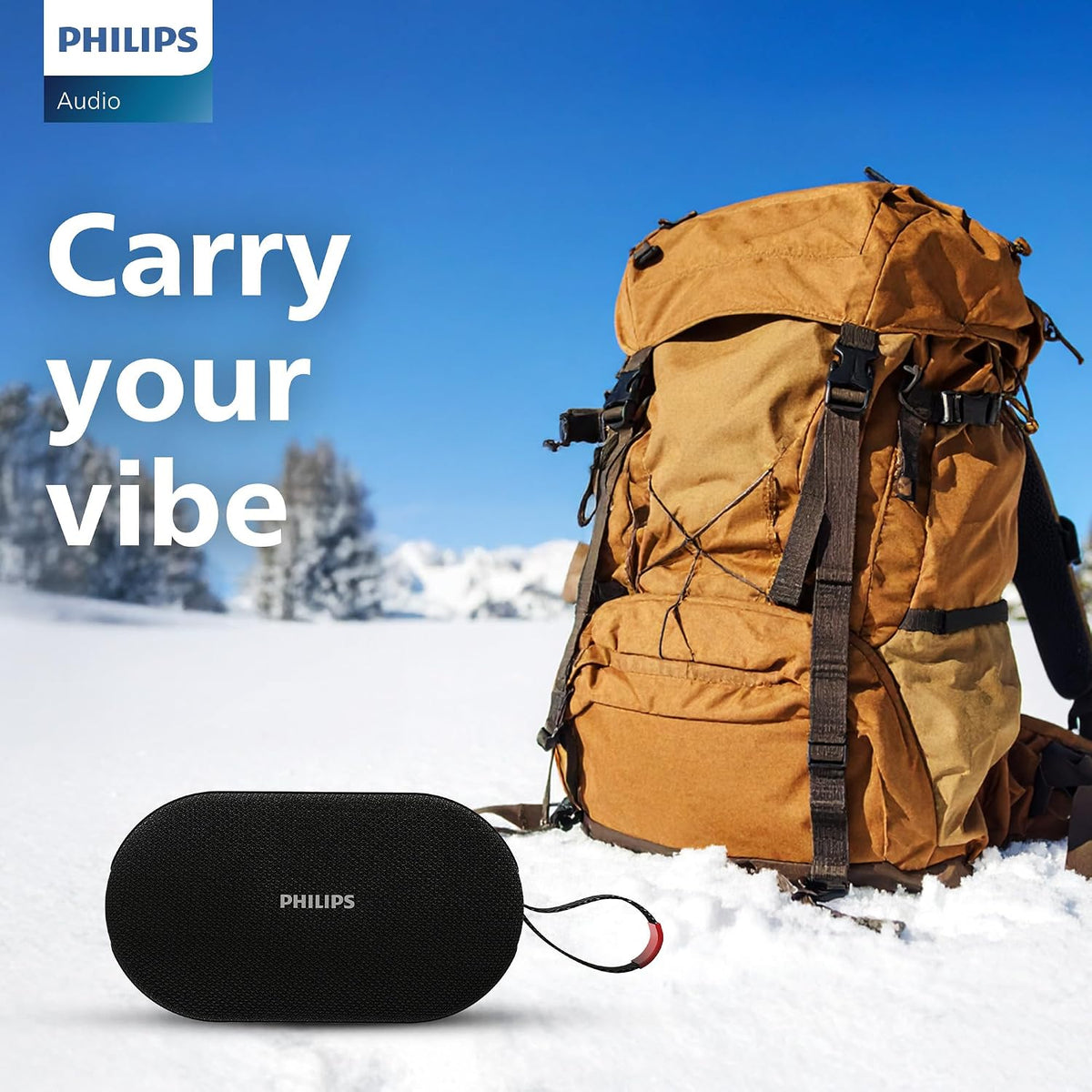 Philips Audio TAS1400BK Wireless Bluetooth Speaker with Deep Bass, Passive Radiator, 12W Sound Output