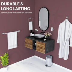 Plantex Stainless Steel Bathroom Set/Soap Holder/Tumbler Holder/Towel Rod/Napkin Holder/Robe Hook/Bathroom Accessories - Set of 5 (Chrome)-4