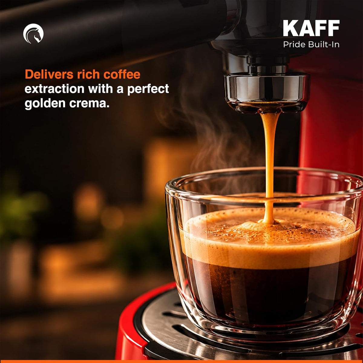 Kaff VIENNA 800 Watts Espresso, Cappuccino and Latte Coffee Maker, Glass Carafe Jar, 750W, with Automatic Pressure-Relea