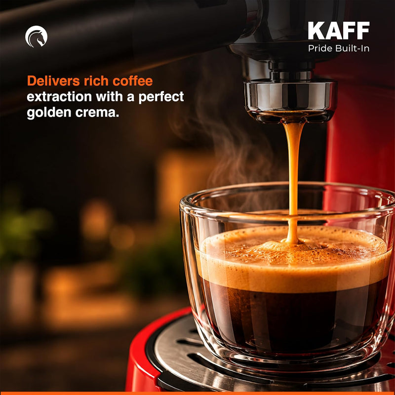 Kaff VIENNA 800 Watts Espresso, Cappuccino and Latte Coffee Maker, Glass Carafe Jar, 750W, with Automatic Pressure-Relea