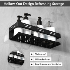 Plantex Self Adhesive Bathroom Shelf/Bathroom Organizer Without Drill/Stainless Steel Kitchen Wall Rack Shelf-Pack of 1 (12 x 4 Inch - Black)-5