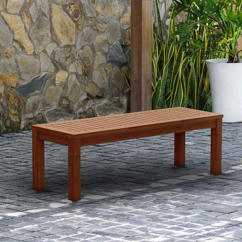Backless Patio Bench for Living Room Sheesham Wood | Sitting Bench for Outdoor | Balcony 53" (Dark Teak Finish)