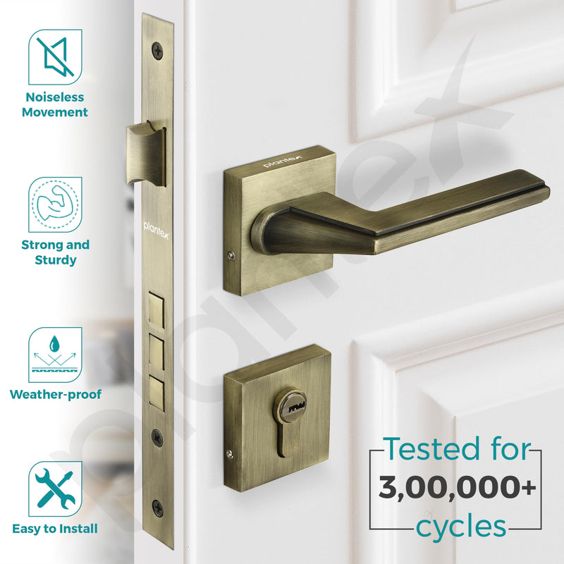 Plantex Triple Security Door Lock for Home/Main Door Lock Set with 3 Years of Warranty/Mortise Lock for Door with Brass Lock Body & Cylinder(7122 - Brass Antique Finish)-3