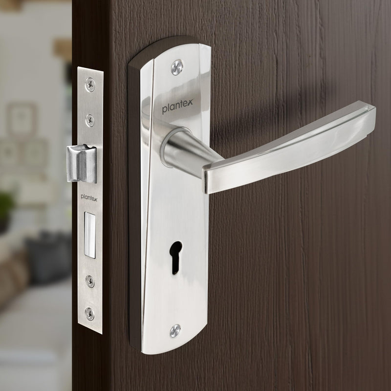 Plantex Heavy-Duty Door Lock Set - Main Door Lock Handle Set/Mortise Lock with 3 Keys for Home- Pack of 1 (8130-Matt)-1