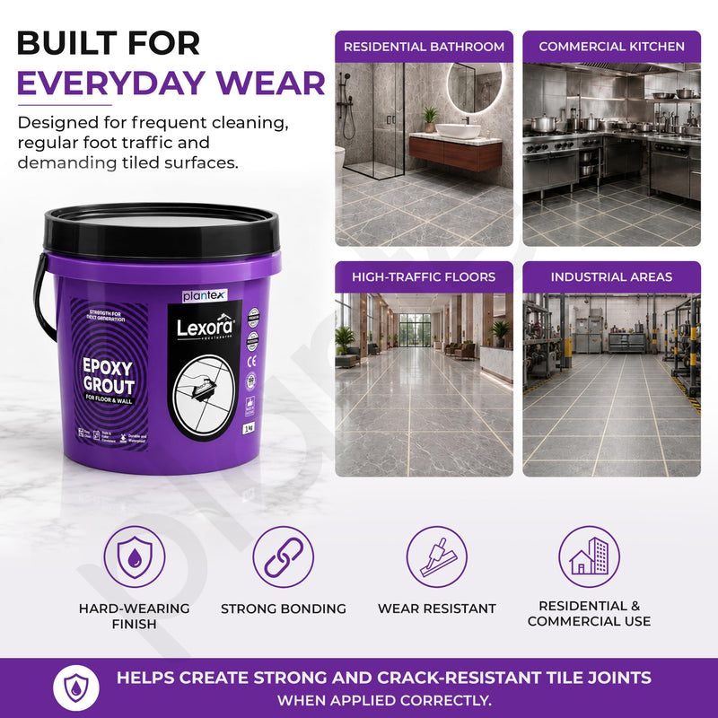 Plantex Lexora Epoxy Grout/3-Part Epoxide Resin Tile Grout/1 Kg Floor & Wall Tiles Joints/Waterproof & Stain Proof/Bathroom & Industrial Use - 1 kg (Lexora Gold)-5