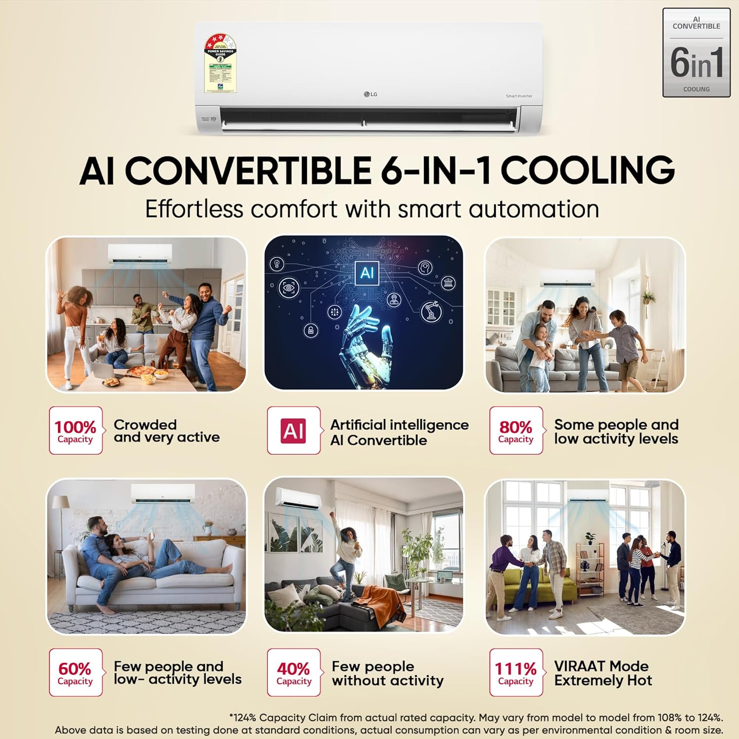 LG 1 Ton 3 Star Smart Inverter Split AC (Copper, AI Convertible 6-in-1 Cooling, Faster Cooling & Energy Saving, HD Filter with Anti-Virus Protection, Him Clean, 2026 Model, AS-Q12CNXE, White)