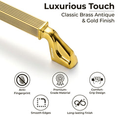 Plantex Aluminium Cabinet Handle/160mm Wardrobe Handle for Home/Cupboard Door Pull-Push Handles for Office - Pack of 1 (Brass Antique & Gold)-3