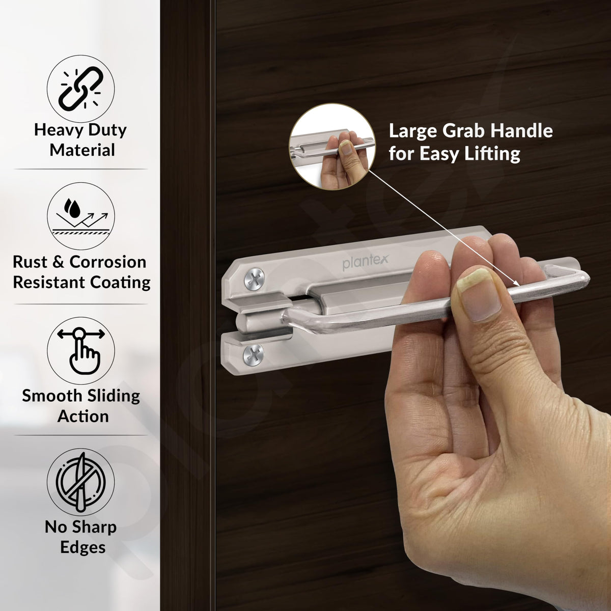 Plantex Door Stopper/5 Inch Baby Latch Kadi/Door Latch for Bathroom/Door Lock for Home/Office Doors - Pack of 3 (Matt)-5
