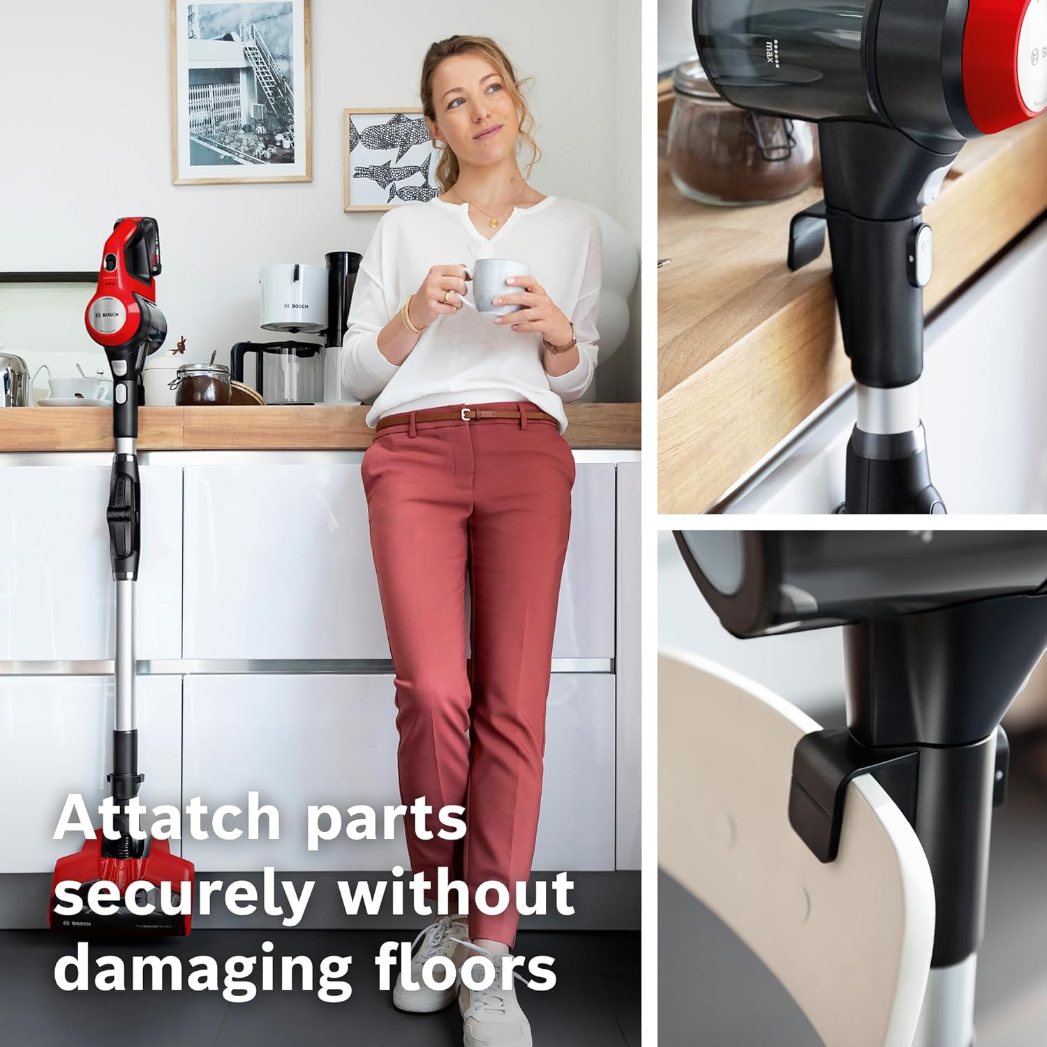 Bosch Unlimited 7 ProAnimal, Cordless Vacuum Cleaner with Rechargeable 3.0 Ah Battery and FlexTube, LED Lighting, 10 Year Motor Warranty, in Tornado Red