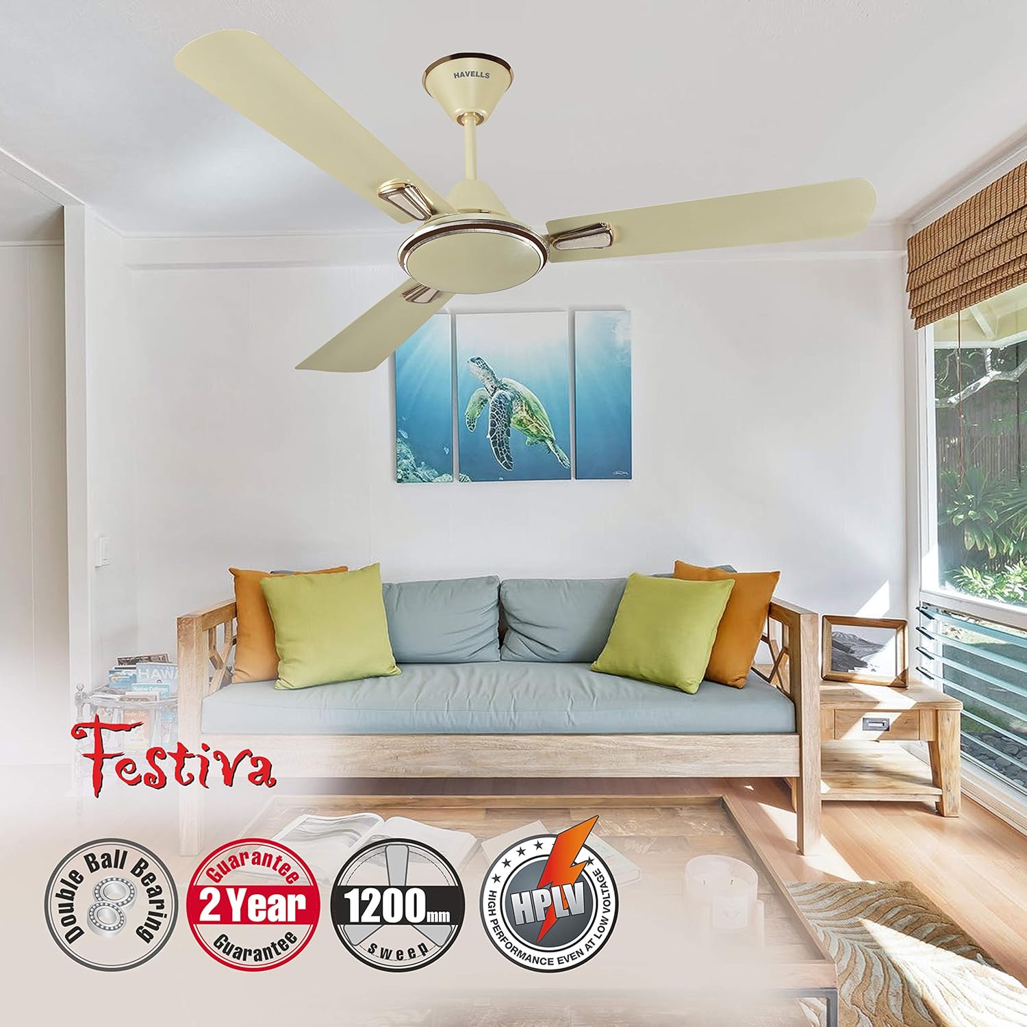 Havells Festiva 1200mm Dust Resistant Ceiling Fan (Pearl Ivory)