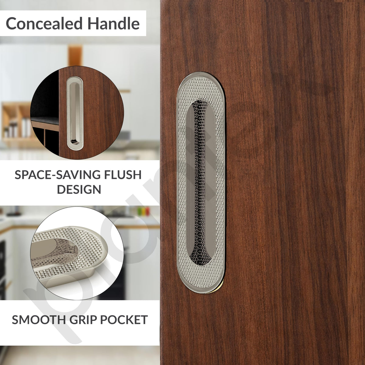 Plantex Sliding Door Handle/Concealed Handle for Sliding Door/160mm Concealed Handle for Wardrobe/Kitchen Cabinet - Pack of 1 (Satin) (Model APS-DTC-3770)-4