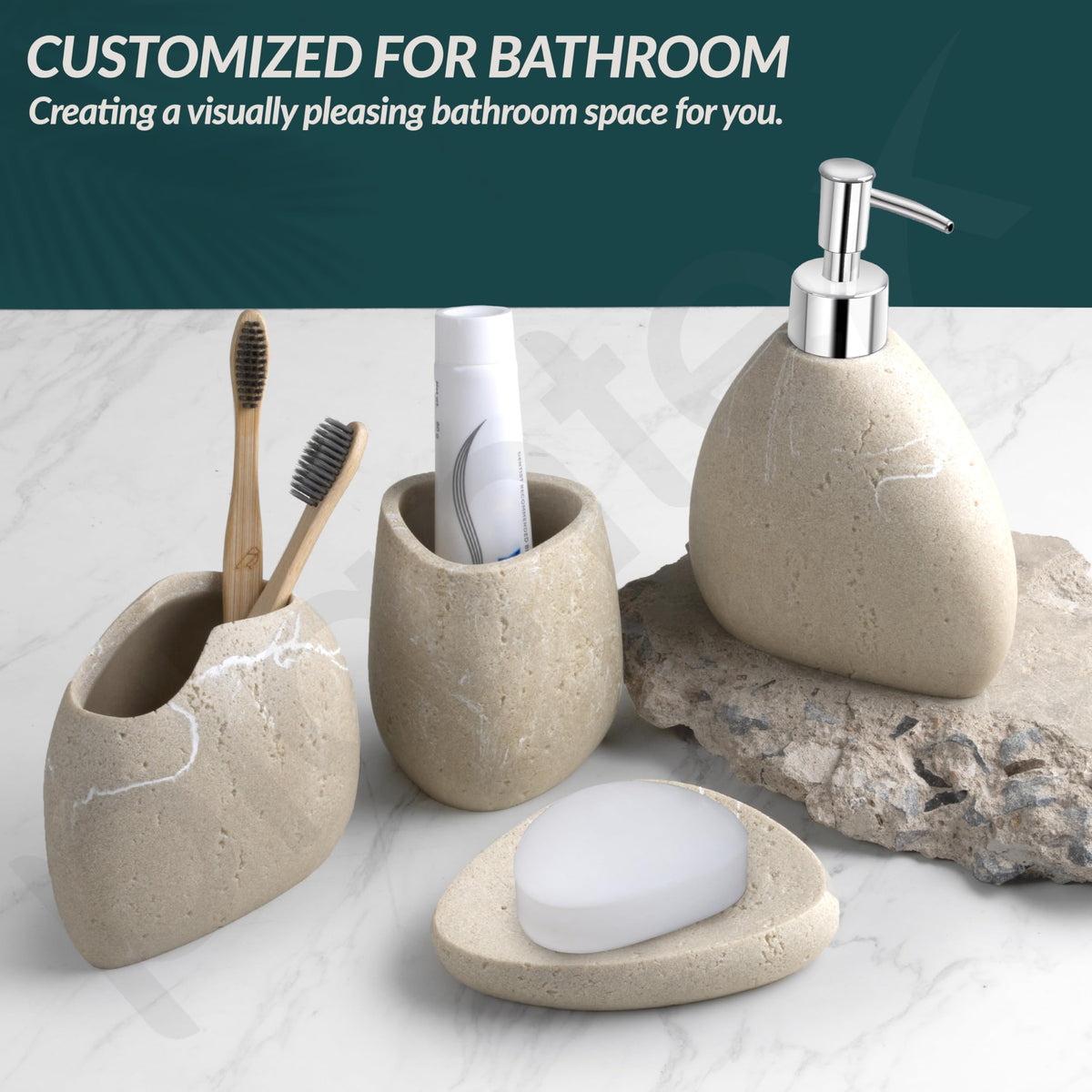 Plantex Polyresin Bathroom Accessories Set Soap Dispenser/Toothbrush Holder/Tumbler Holder/Soap Dish - 4 Piece(906)-6
