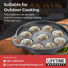 Prestige Cast Iron Cookware Black Paniyarakkal 20cm|Even Heat Distribution| Scratch Resistant | Gas and Induction Compatible | Heavy Gauge-Lasts for Generations