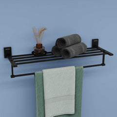 Plantex 304 Grade Stainless Steel Towel Rack for Bathroom/Towel Rod/Stand/Bathroom Accessories - 24 inch (Matt Black)-1