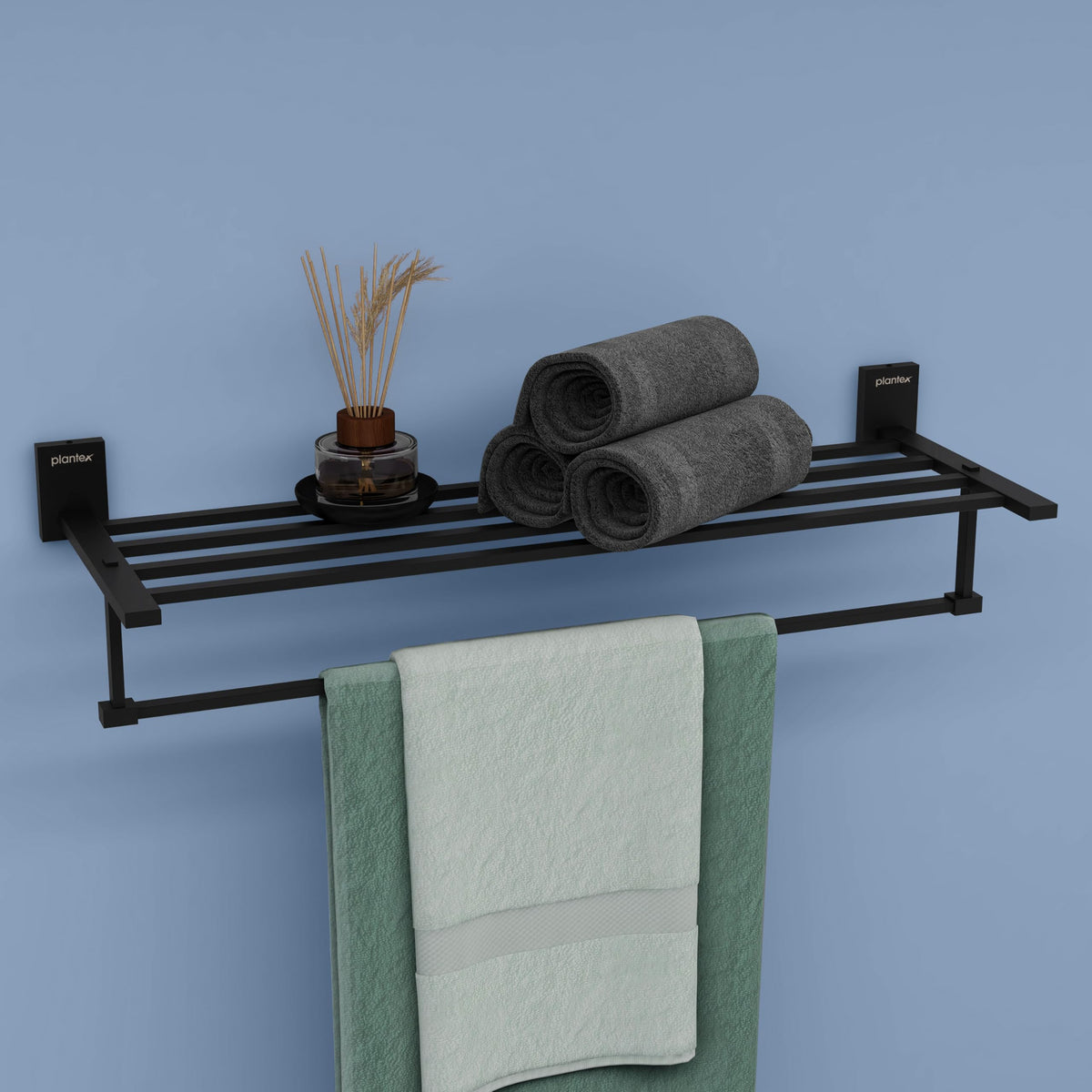 Plantex 304 Grade Stainless Steel Towel Rack for Bathroom/Towel Rod/Stand/Bathroom Accessories - 24 inch (Matt Black)