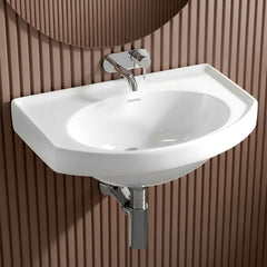 Plantex Ceramic Wallmount Basin for Bathroom/Wall Hung Wash Basin with 10 Years Glaze Warranty by Plantex/Small Basin/Sink for Bathroom (White - 18 X 12 X 8 Inch)-1