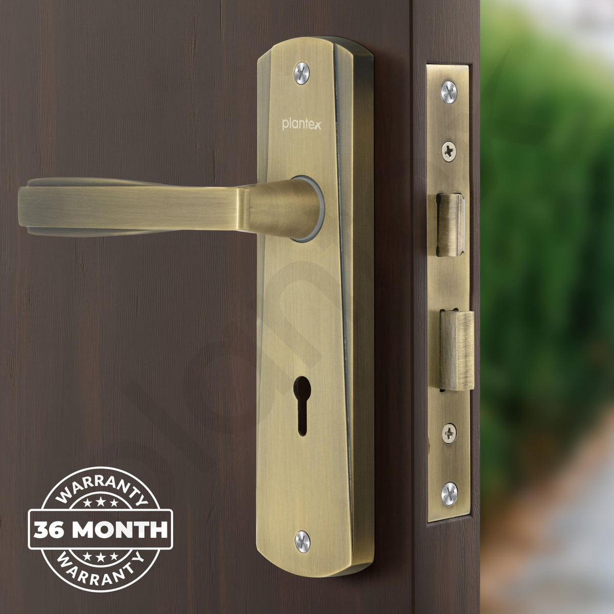 Plantex Heavy-Duty Door Lock Set - Main Door Lock Handle Set/Mortise Lock with 3 Keys, Pack of 1 (8130-Brass Antique)-4