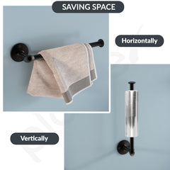 Plantex Stainless Steel Paper Holder/Kitchen Tissue Paper Roll Holder/Wall Mount Towel Stand/Kitchen Accessories - Pack of 1 (Black)-5