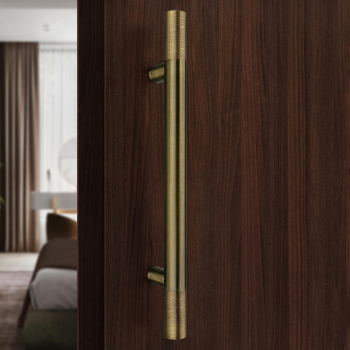 Plantex Door Handle/18 Inch Heavy Duty Pull-Push Door Handle - Antique Brass (Wood/Glass) - 3 Years Warranty