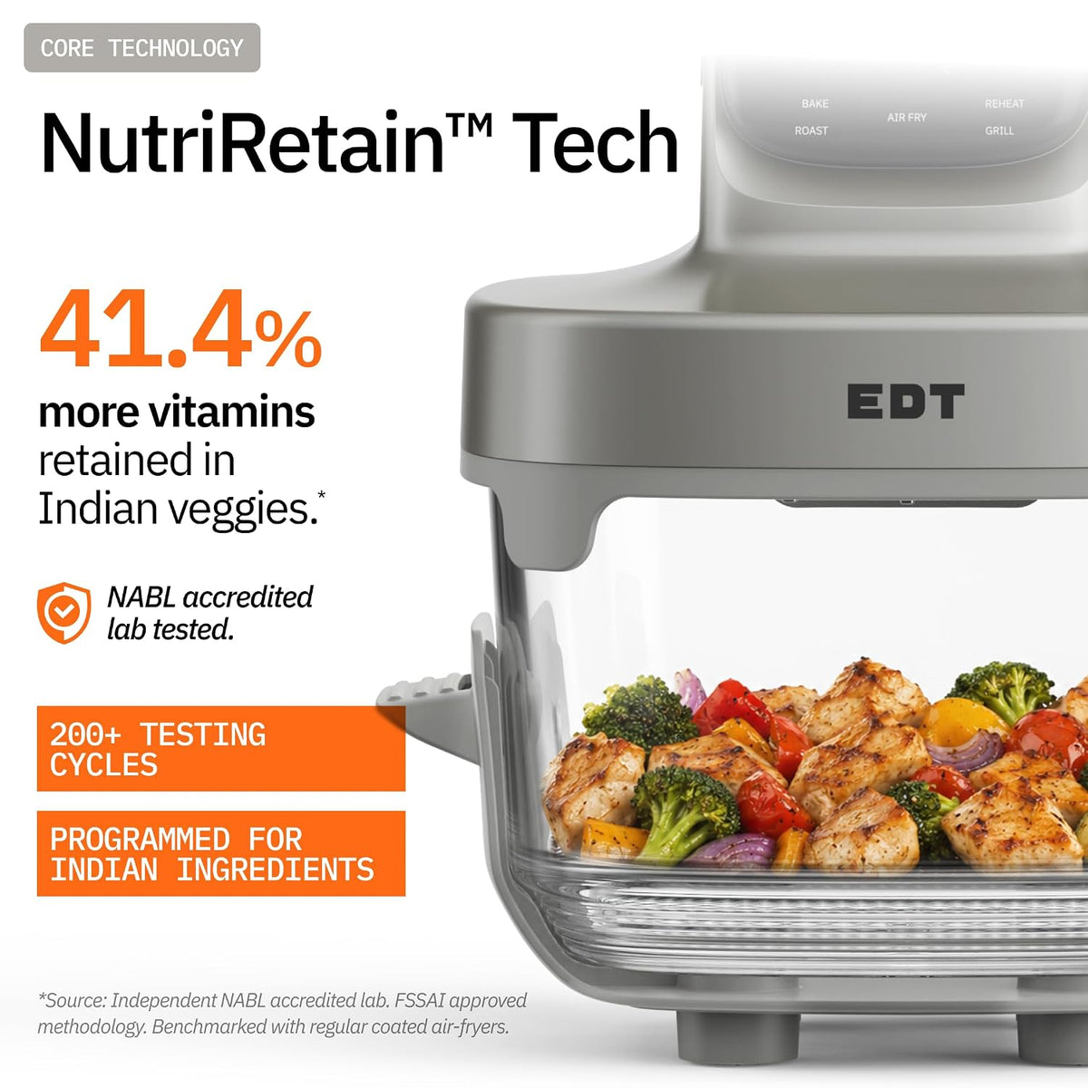 EDT Luma PureGlass™ 4.5L + 2.5L Dual Bowl Air Fryer Oven | ZERO COATING,100% Toxin Free, No Ceramic, PFAS, PTFE, PFOA | 6-in-1 Multi Function | 1500W | NutriRetain™