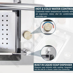 Plantex Kitchen Sink for Home/304 Grade Stainless Steel Waterfall Kitchen Sink with Anti-Scratch Design/Sink with Pull-Down Faucet - (30x18x10 Inch, Matt)-6