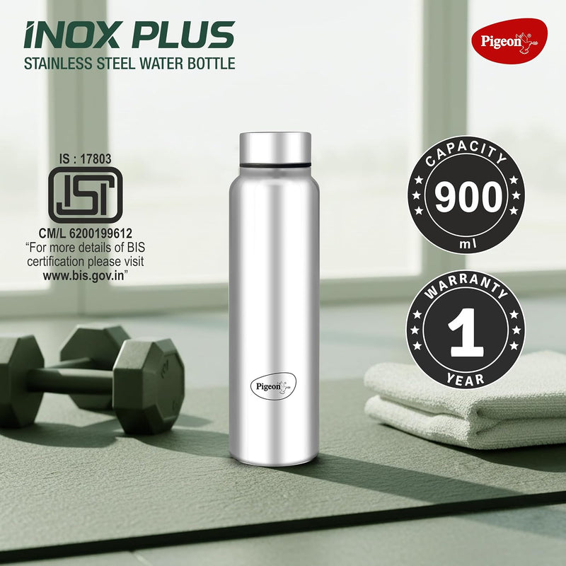 Pigeon by Stovekraft Inox Hydra Plus Stainless Steel Drinking Water Bottle 900 ml - Silver (1 year Warranty)