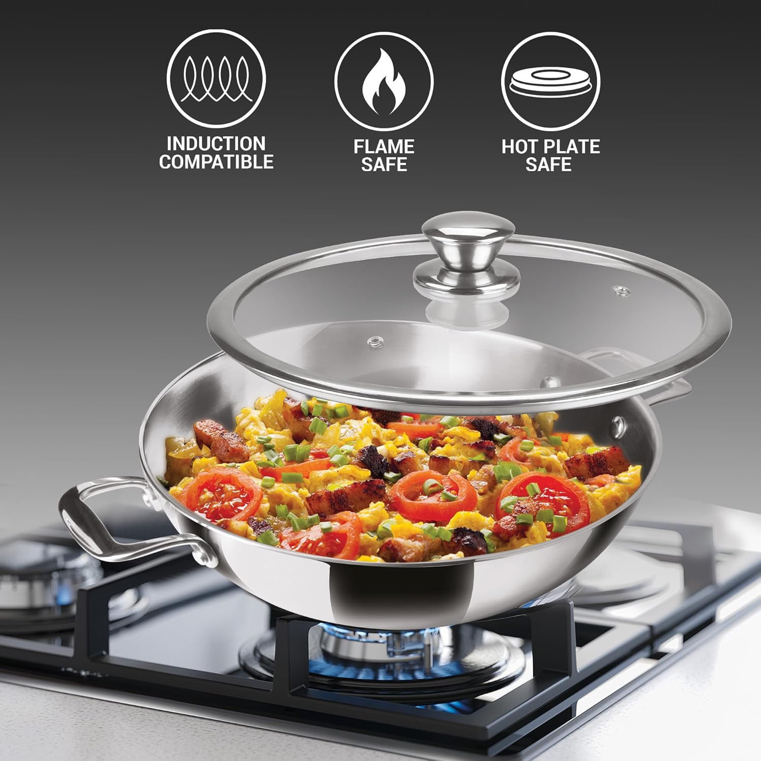Triply Stainless Steel 3 Pcs Induction Cookware Set (Milton Procook)