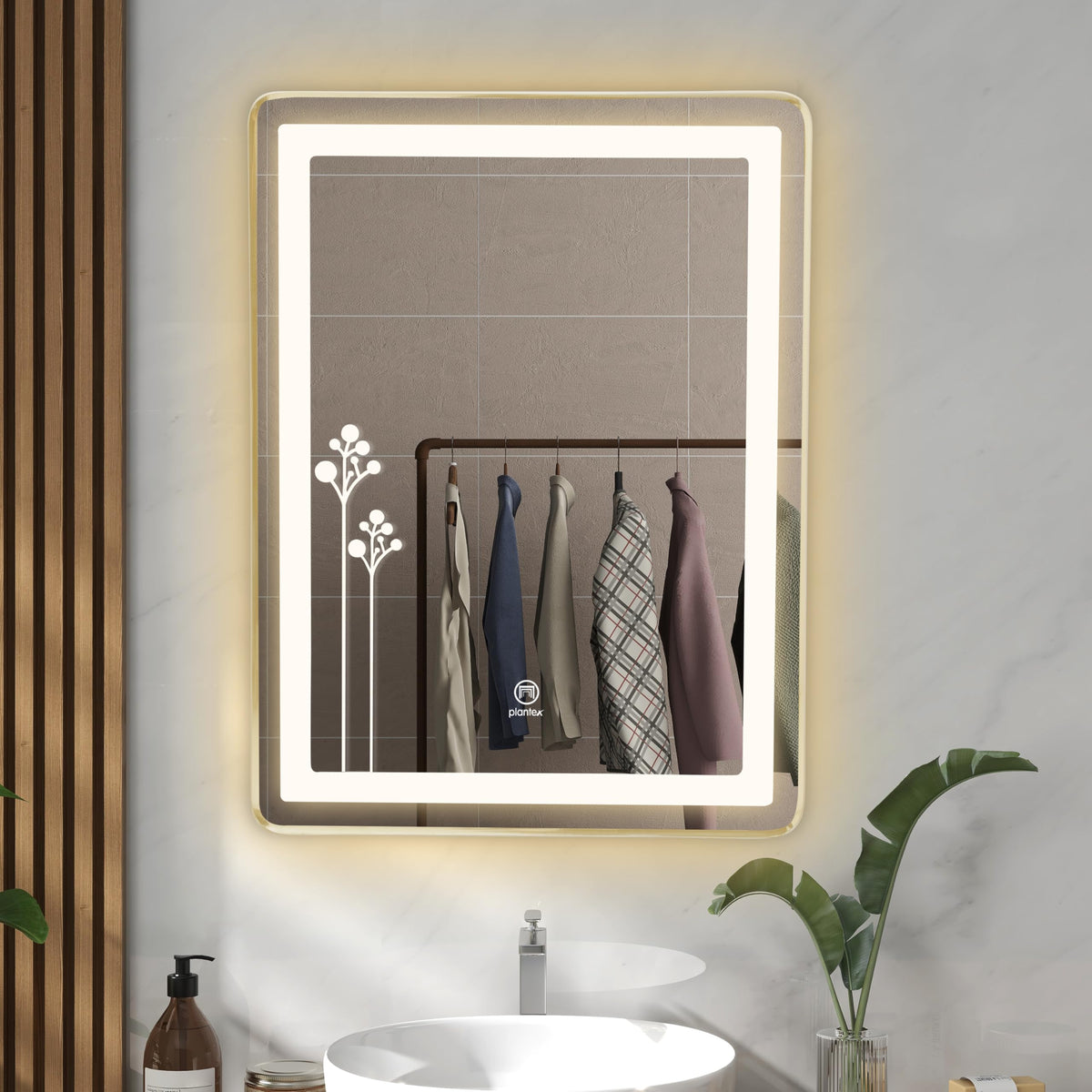 Plantex LED Bathroom Mirror with 3 Tone/Rectangle Mirror for Living Room/Bedroom/Dressing Room - (HM-005, 18 X 24 Inch)-1