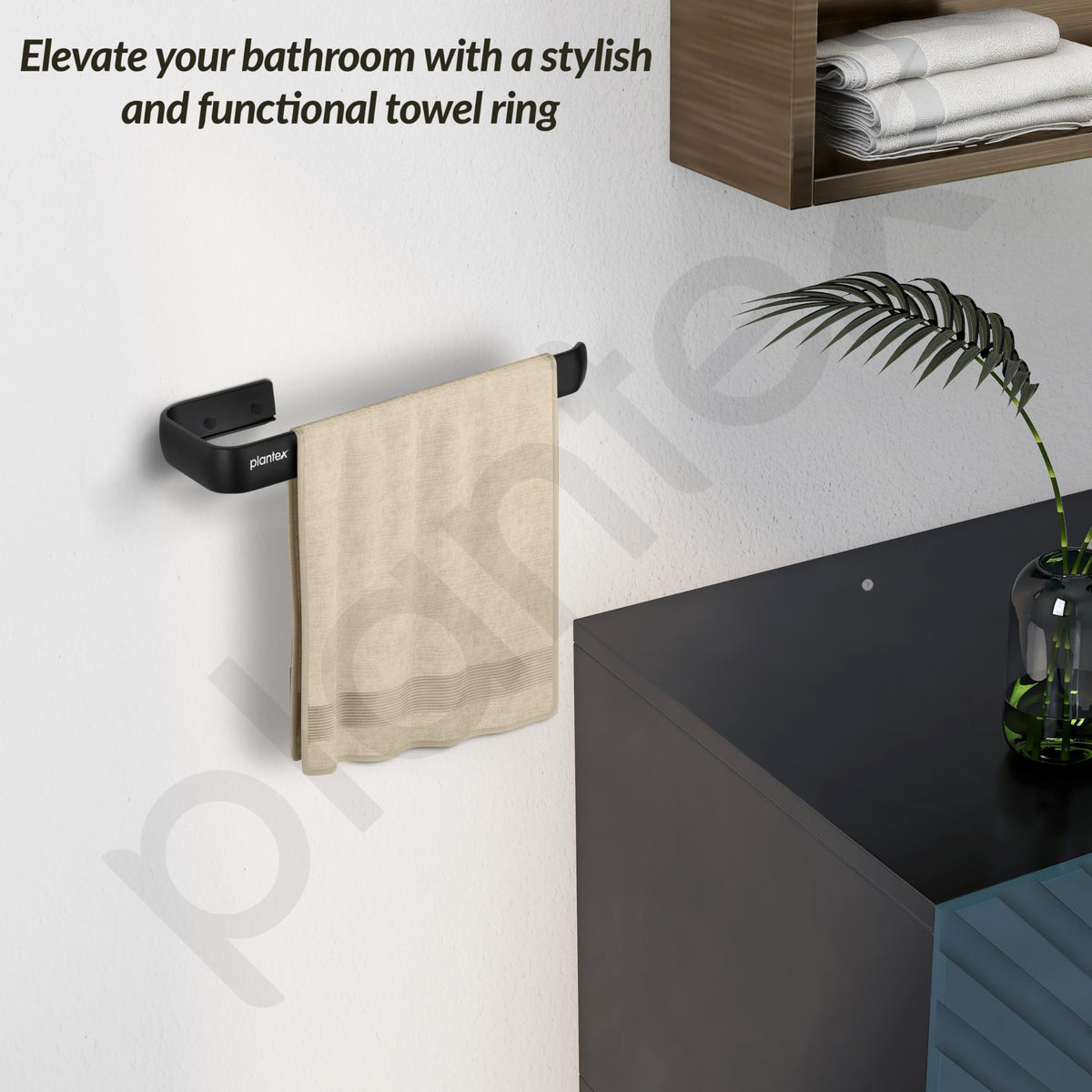 Plantex Aluminium Towel Ring for Bathroom/9 Inch Towel Holder/Towel Hanger for Wash-Basin/Bathroom Accessories - Pack of 1 (1512, Black)-5
