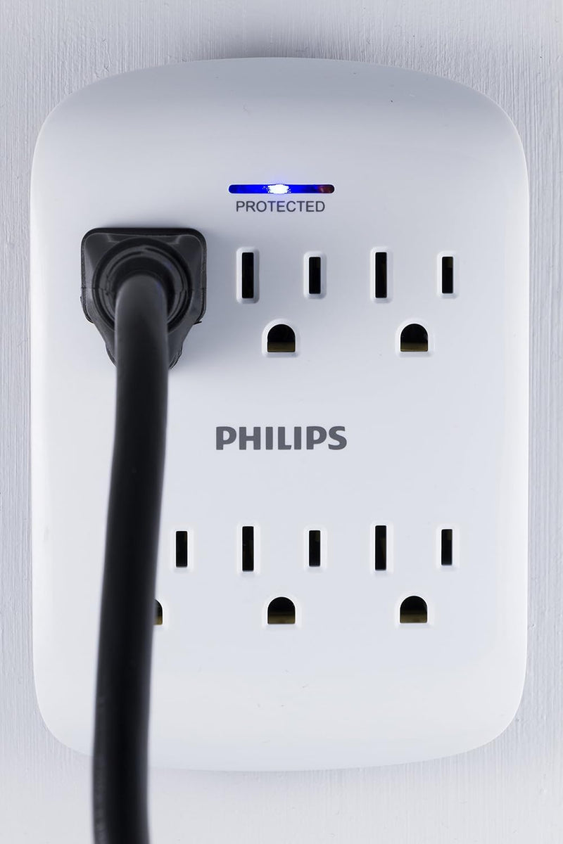 Philips SPP3469WA/37 Set of 4 Taps with Surge Protection, 900 Pretty Space-Saving Design (Pack of 4)
