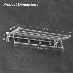Plantex Eco Stainless Steel Folding Towel Rack/Towel Hanger for Bathroom/Wall Mounted Towel Rack/Bathroom Accessories Set(24-inch) Chrome-4