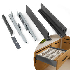 Plantex Tandem Box Drawer for Kitchen/Soft Close Tandem Box for Modular Kitchen/Tandem Basket/Load Capacity Upto 45 Kg - Grey (20 x 4 inch)-1