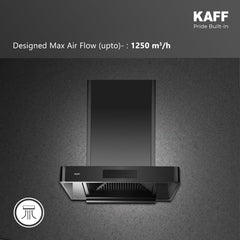 Kaff XPRO 60 cm Filterless Auto Clean Kitchen Chimney | 1400 m³/hr Suction | Motion Sensor & Touch Control | Black Glass